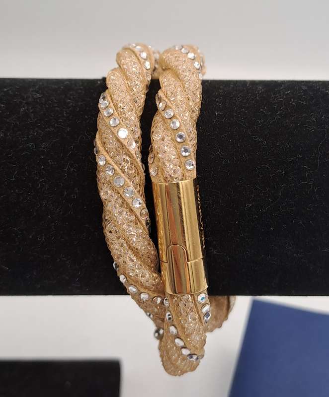 Swarovski Stardust Deluxe Golden Crystal Double Wrap Bracelet Boxed