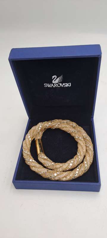 Swarovski Stardust Deluxe Golden Crystal Double Wrap Bracelet Boxed