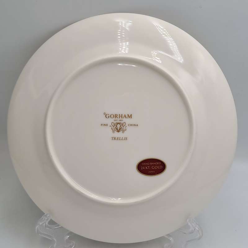 Vintage Gorham TRELLIS Fine China Salad Plate 24kt Gold Hand Banded Japan-Mint -6 Available