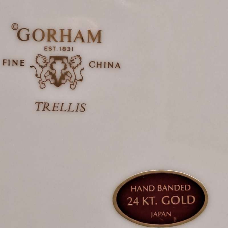 Vintage Gorham TRELLIS Fine China Salad Plate 24kt Gold Hand Banded Japan-Mint -6 Available