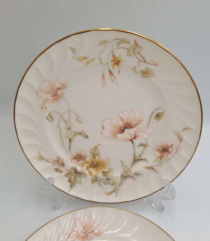Vintage Gorham TRELLIS Fine China Tea Trio 24kt Gold Hand Banded Japan-Mint -CUP CHIPPED