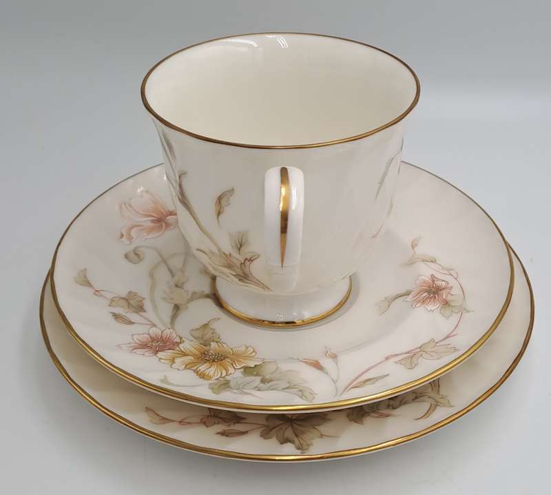 Vintage Gorham TRELLIS Fine China Tea Trio 24kt Gold Hand Banded Japan-Mint -5 Available