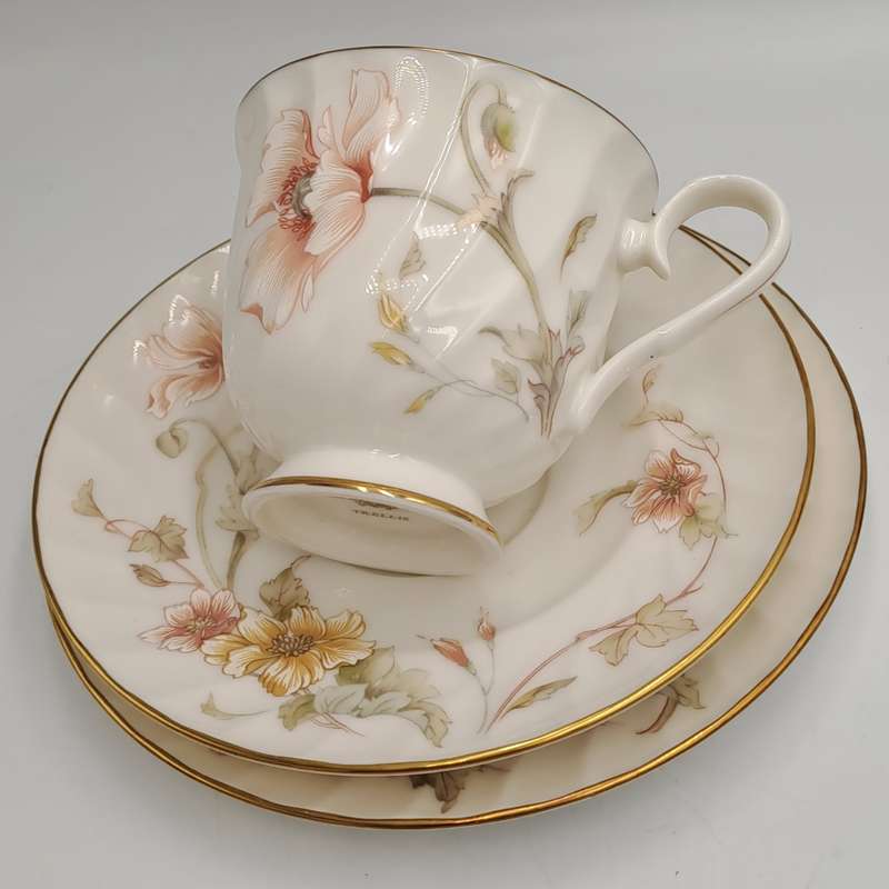 Vintage Gorham TRELLIS Fine China Tea Trio 24kt Gold Hand Banded Japan-Mint -5 Available