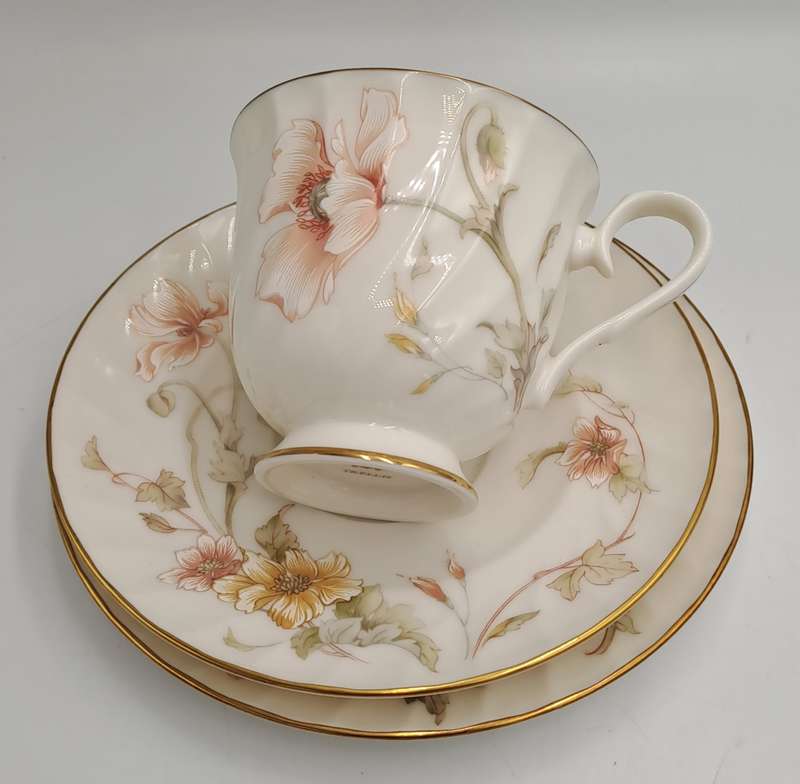Vintage Gorham TRELLIS Fine China Tea Trio 24kt Gold Hand Banded Japan-Mint -5 Available