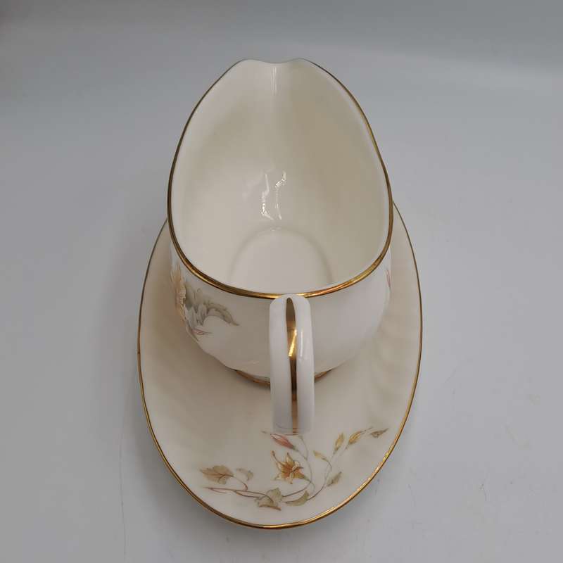 Vintage Gorham TRELLIS Fine China Gravy Boat and Saucer 24kt Gold Hand Banded Japan-Mint Condition