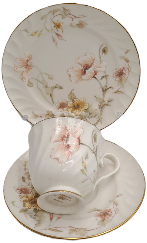 Vintage Gorham TRELLIS Fine China Tea Trio 24kt Gold Hand Banded Japan-Mint -5 Available