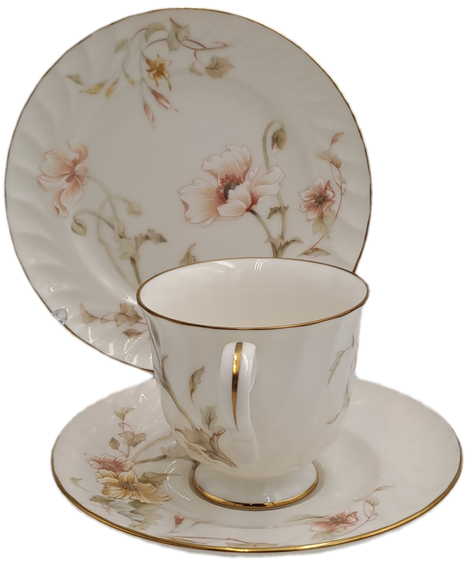 Vintage Gorham TRELLIS Fine China Tea Trio 24kt Gold Hand Banded Japan-Mint -5 Available
