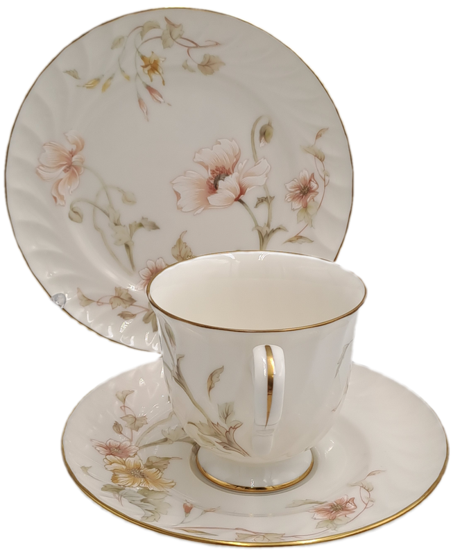 Vintage Gorham TRELLIS Fine China Tea Trio 24kt Gold Hand Banded Japan-Mint -5 Available
