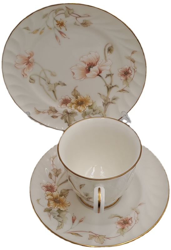 Vintage Gorham TRELLIS Fine China Tea Trio 24kt Gold Hand Banded Japan-Mint -5 Available