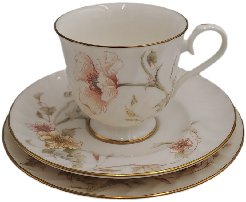 Vintage Gorham TRELLIS Fine China Tea Trio 24kt Gold Hand Banded Japan-Mint -5 Available