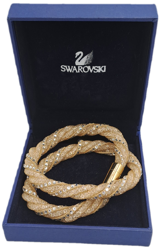 Swarovski Stardust Deluxe Golden Crystal Double Wrap Bracelet Boxed