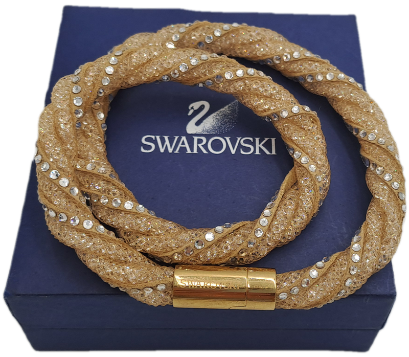 Swarovski Stardust Deluxe Golden Crystal Double Wrap Bracelet Boxed