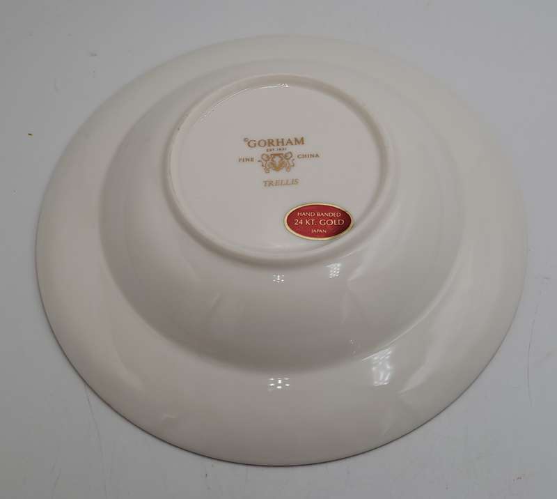 Vintage Gorham TRELLIS Fine China Soup Bowl 24kt Gold Hand Banded Japan-Mint Condition-6 Available