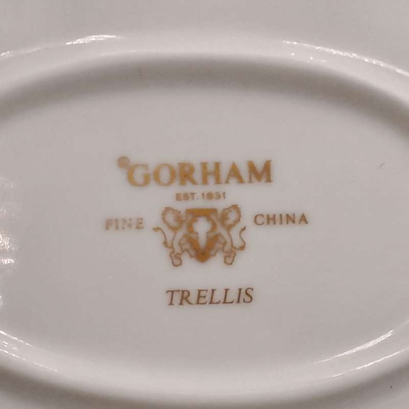 Vintage Gorham TRELLIS Fine China Oval Platter 24kt Gold Hand Banded Japan-Mint Condition-