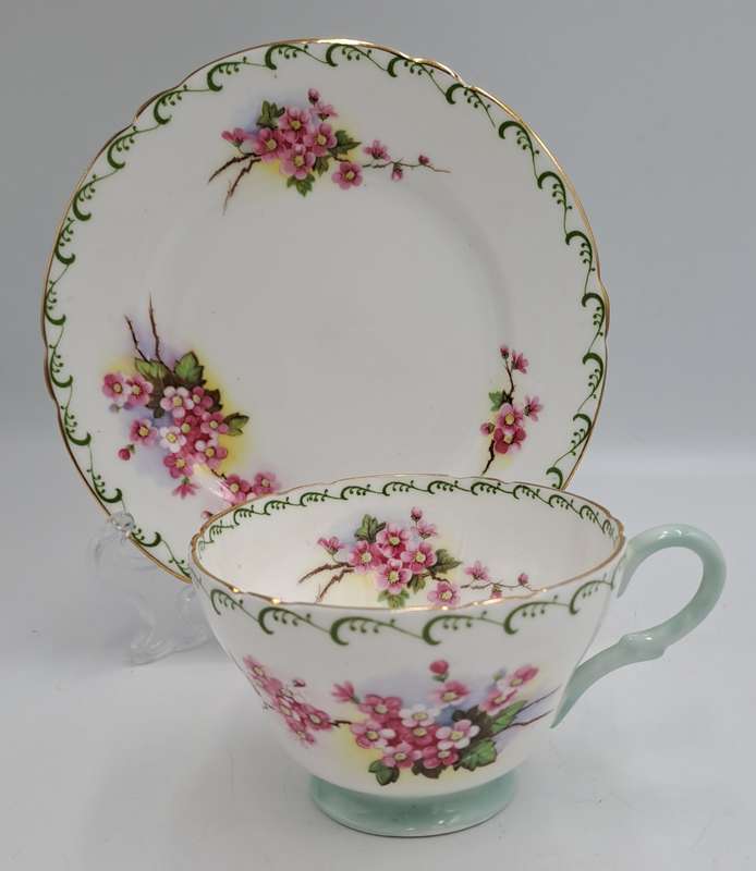 Vintage Vintage Shelley Fine bone Tea Cup and Side Plate -Blossom Pattern-4 Available
