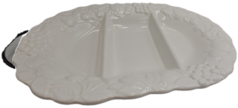 A Large Porcelain Woolworths Oval Serving Platter on Metal Stand Imported from Portugal