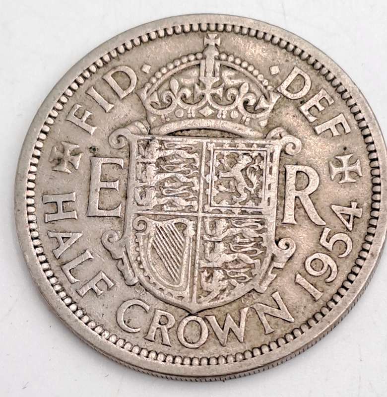 1954 United Kingdom ½ Crown - Elizabeth II 1st portrait-Circulated
