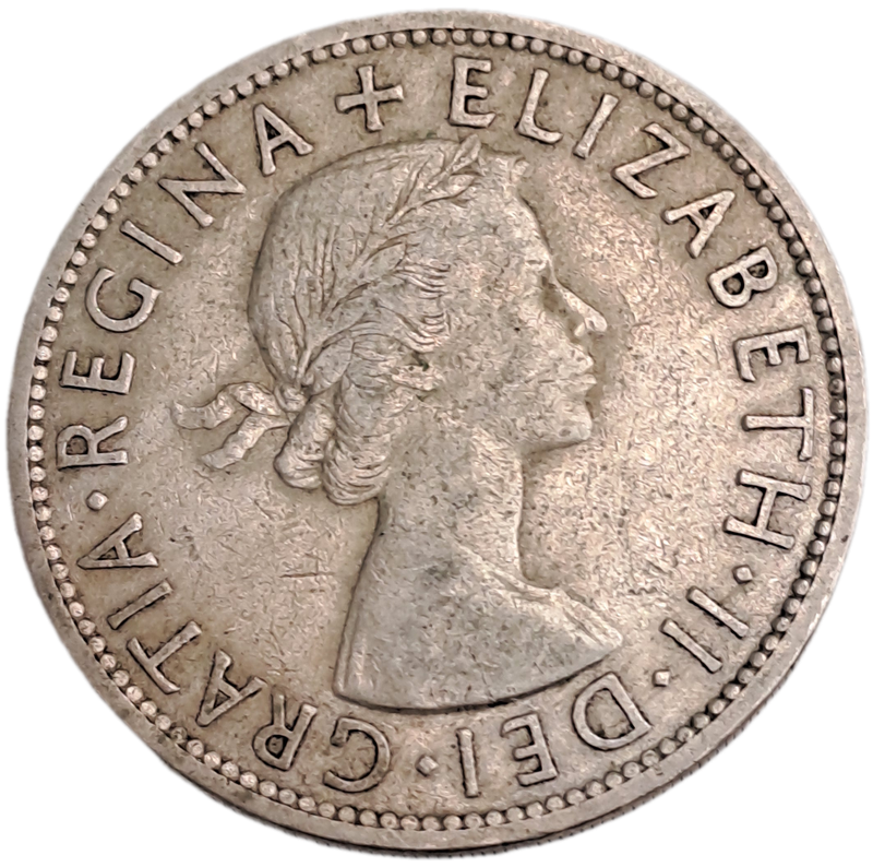 1954 United Kingdom ½ Crown - Elizabeth II 1st portrait-Circulated