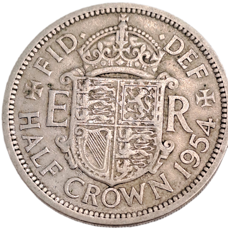 1954 United Kingdom ½ Crown - Elizabeth II 1st portrait-Circulated