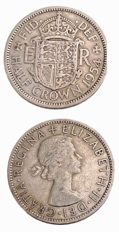 1954 United Kingdom ½ Crown - Elizabeth II 1st portrait-Circulated