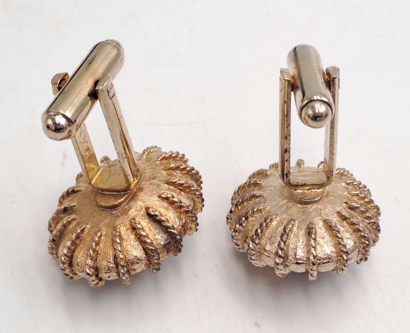 Vintage Danté Gold Tone Rhinestone Cufflinks in case