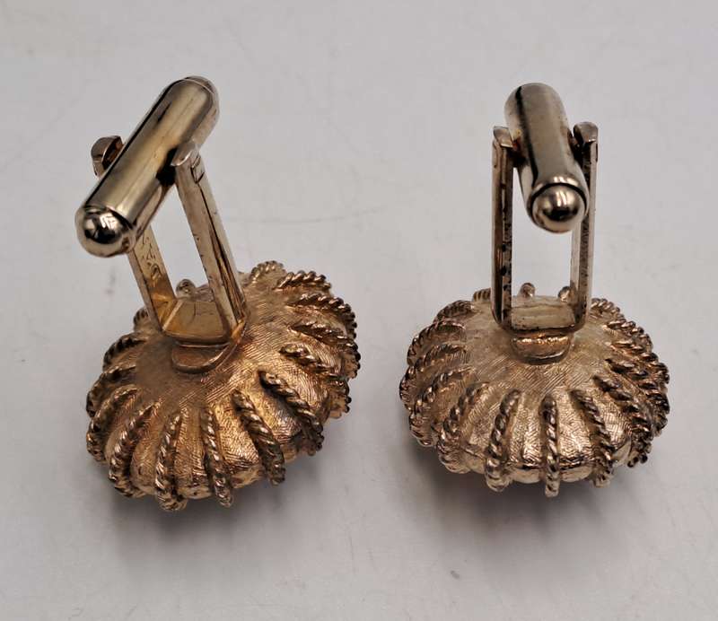 Vintage Danté Gold Tone Rhinestone Cufflinks in case