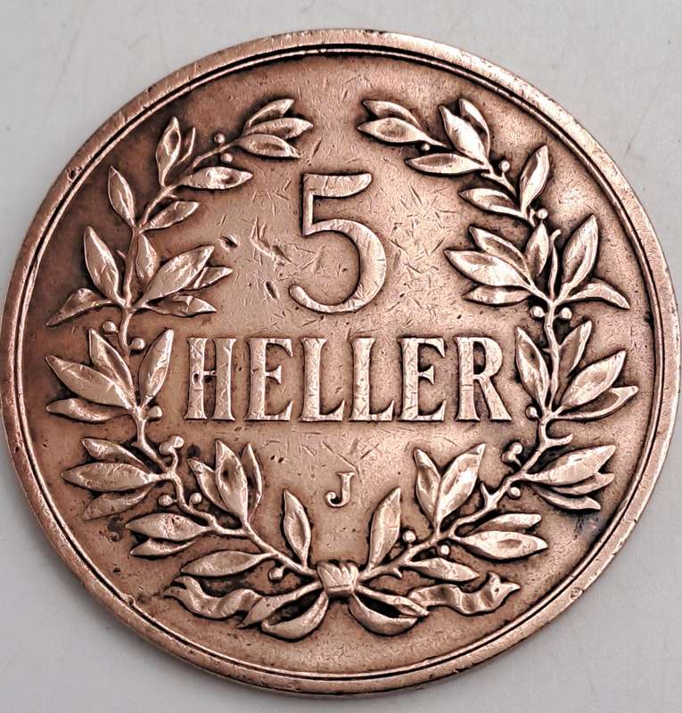 Rare 1908 German East Africa 5 Heller - Wilhelm II-Circulated