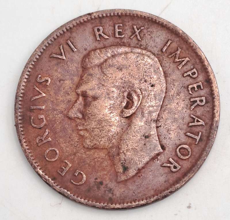 1942  South Africa Union 1 Penny - George VI-Circulated- 14427779 Minted