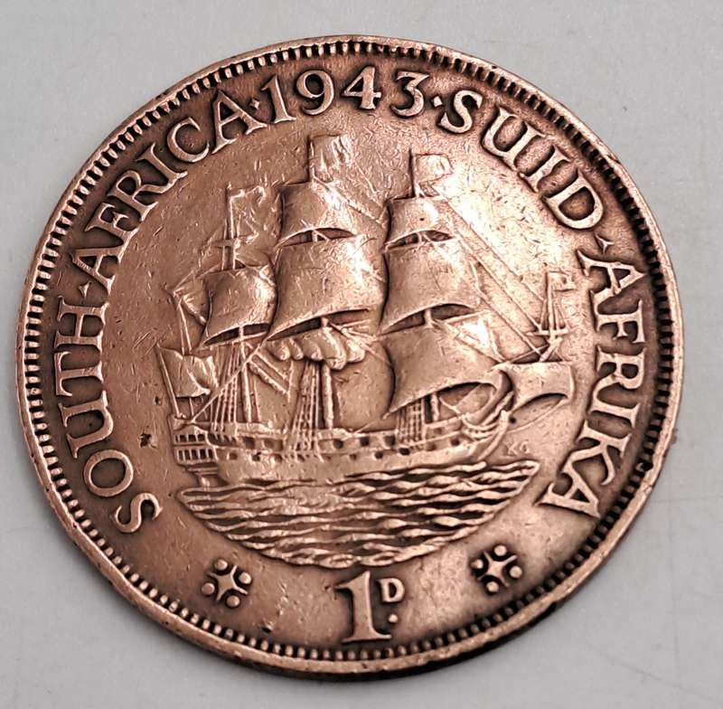 1943  South Africa Union 1 Penny - George VI-Circulated- 4010040 Minted