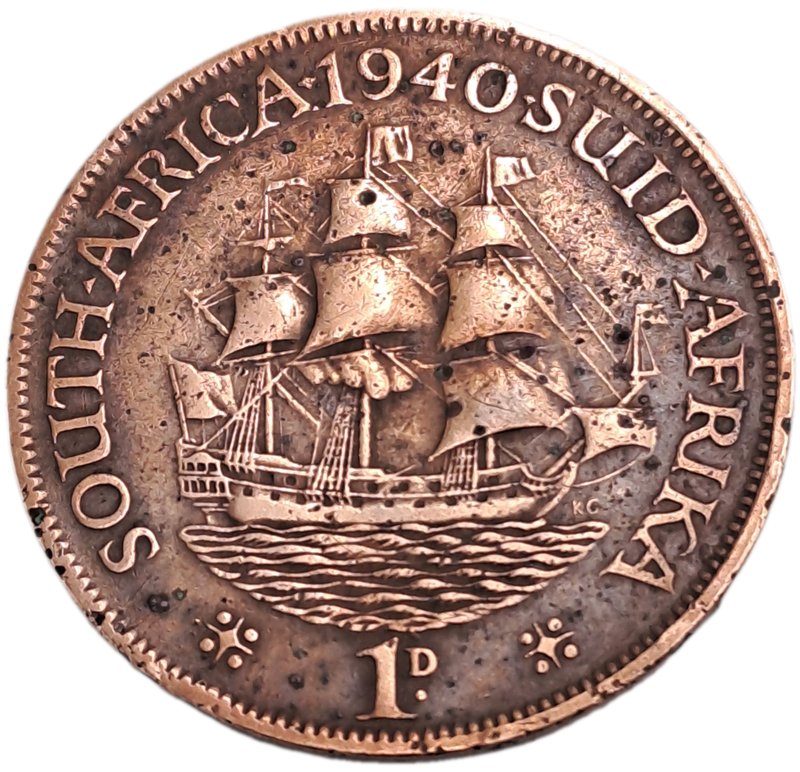 1940  South Africa Union 1 Penny - George VI-Circulated- 3591840 Minted