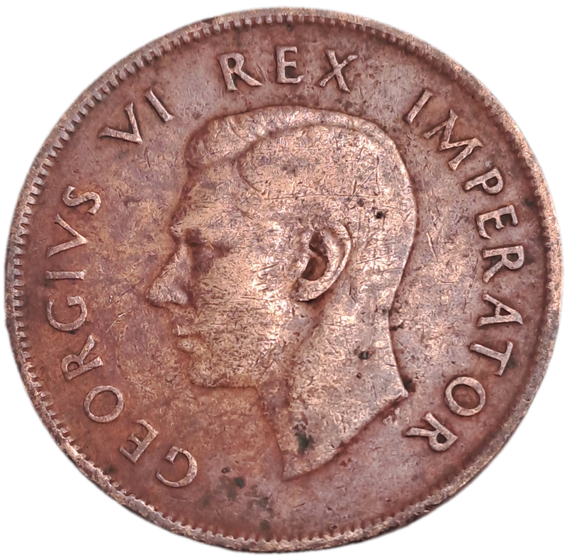 1942  South Africa Union 1 Penny - George VI-Circulated- 14427779 Minted