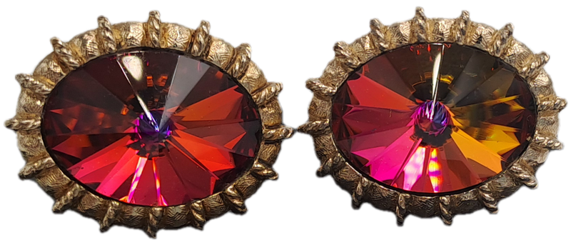 Vintage Danté Gold Tone Rhinestone Cufflinks in case
