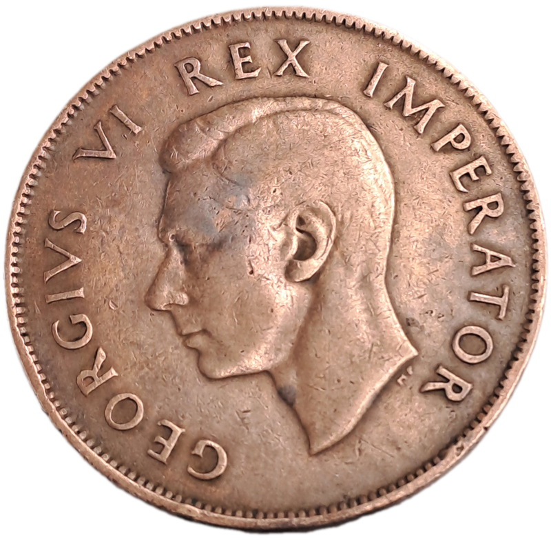 1943  South Africa Union 1 Penny - George VI-Circulated- 4010040 Minted