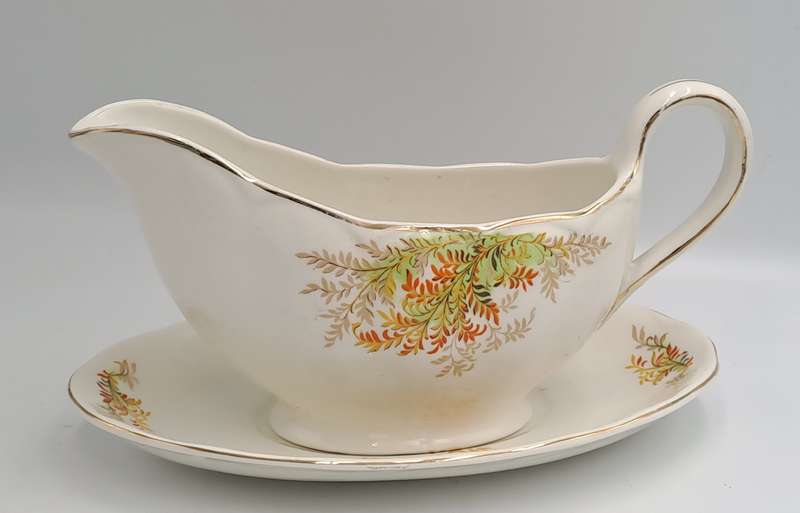 Vintage GRINDLEY Creampetal Gravy Boat with Saucer