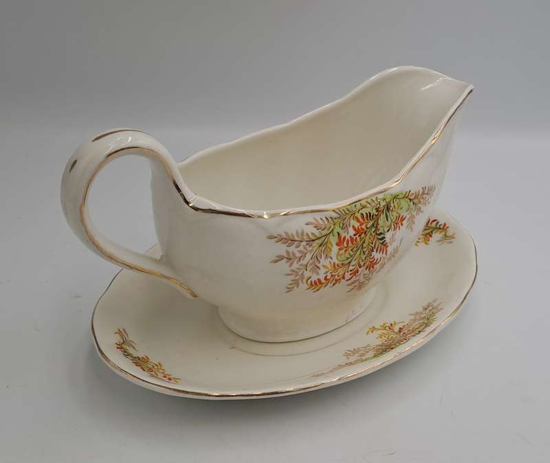 Vintage GRINDLEY Creampetal Gravy Boat with Saucer