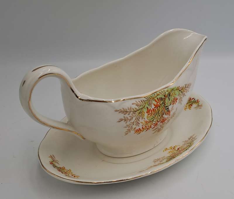 Vintage GRINDLEY Creampetal Gravy Boat with Saucer