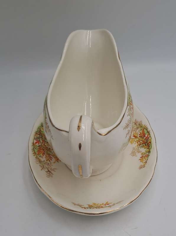 Vintage GRINDLEY Creampetal Gravy Boat with Saucer