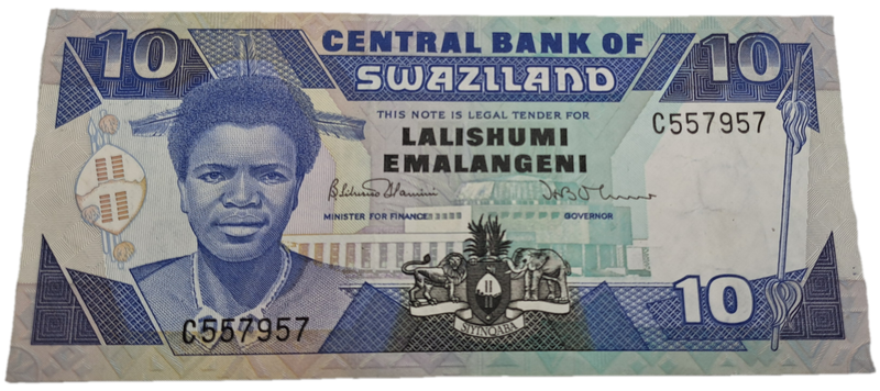 Rare-1986 Kingdom of Swaziland 10 Emalangeni Bank Note