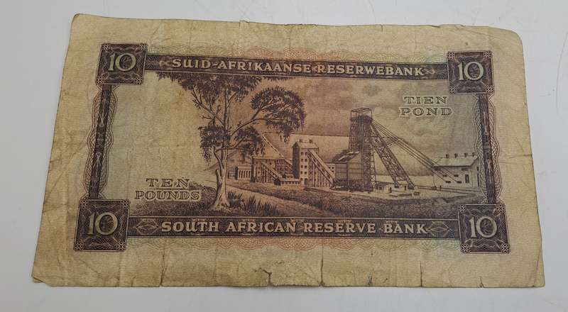 Rare!!! 1955 South Africa 10 Pounds Note Afrikaans-English-M.H de Kock