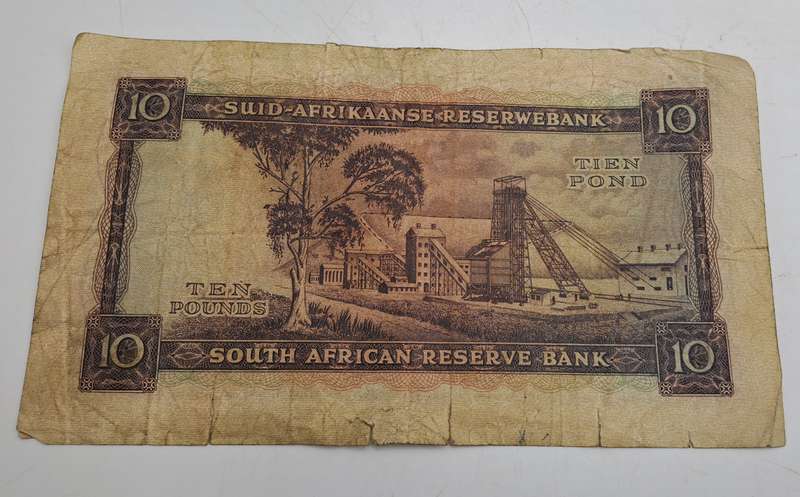 Rare!!! 1955 South Africa 10 Pounds Note Afrikaans-English-M.H de Kock