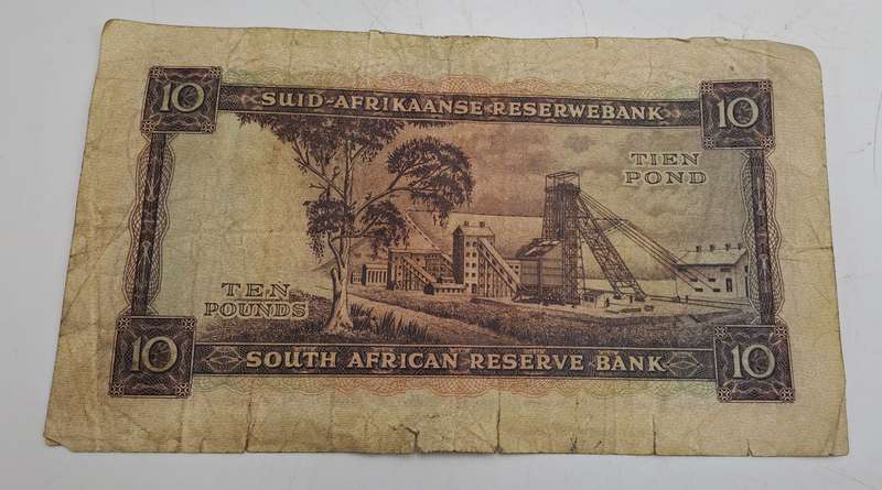 Rare!!! 1955 South Africa 10 Pounds Note Afrikaans-English-M.H de Kock
