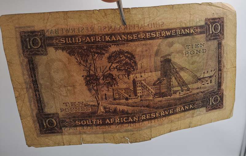 Rare!!! 1955 South Africa 10 Pounds Note Afrikaans-English-M.H de Kock