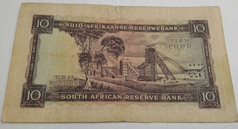 Rare!!! 1955 South Africa 10 Pounds Note Afrikaans-English-M.H de Kock