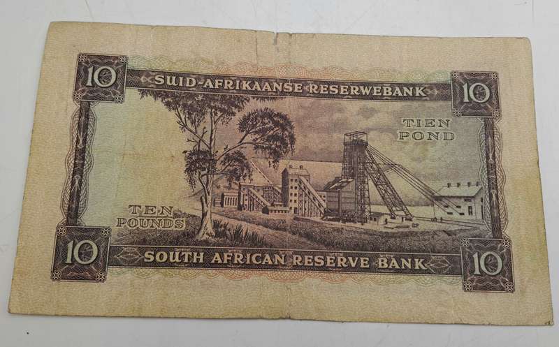 Rare!!! 1955 South Africa 10 Pounds Note Afrikaans-English-M.H de Kock