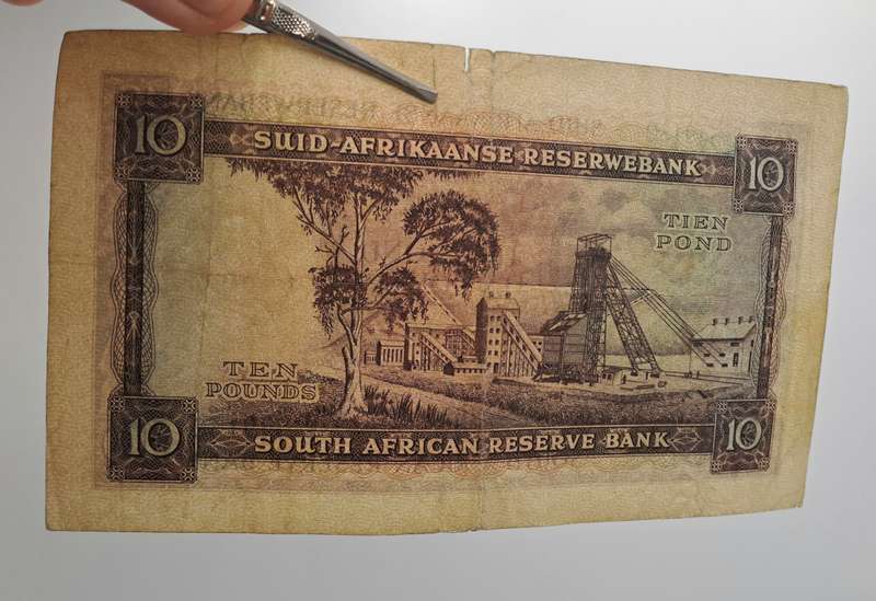 Rare!!! 1955 South Africa 10 Pounds Note Afrikaans-English-M.H de Kock
