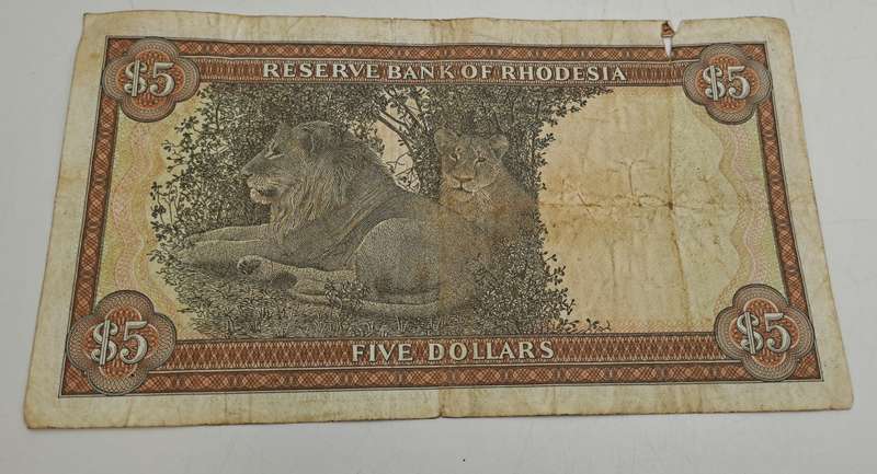 Rhodesia 1978 5 Dollar banknote