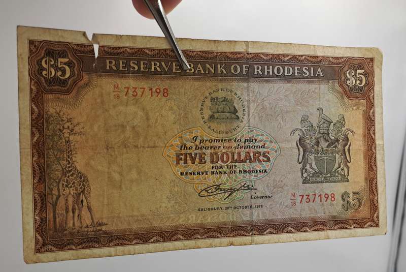 Rhodesia 1978 5 Dollar banknote