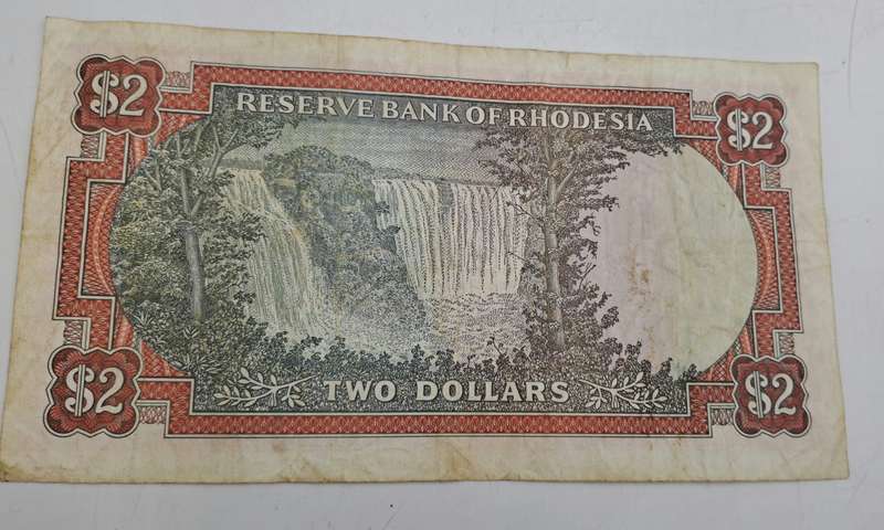 Rhodesia 1979 2 Dollar banknote-Bird Watermark