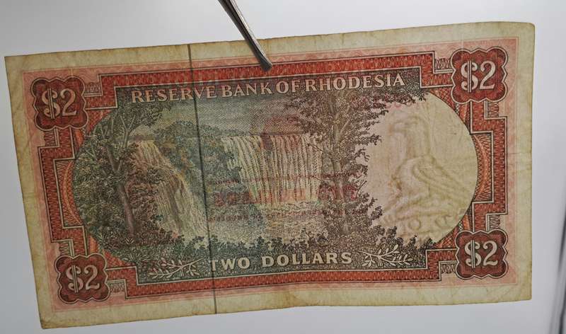 Rhodesia 1979 2 Dollar banknote-Bird Watermark