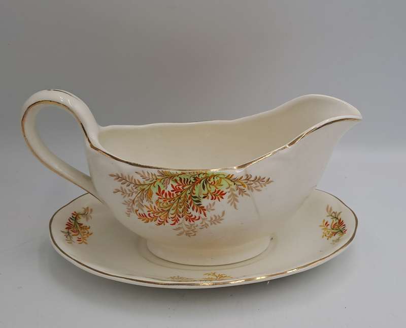 Vintage GRINDLEY Creampetal Gravy Boat with Saucer (Boat has a hairline crack)
